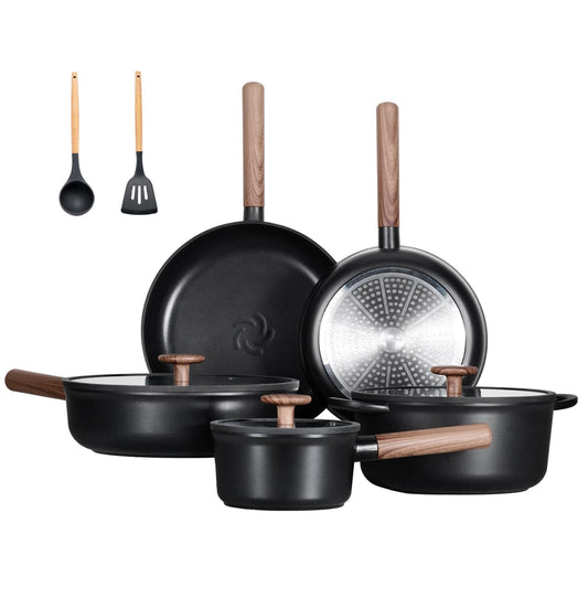 Ceramic Cookware Sets 15 Pcs, Healthy Pots And Pans Set Non Stick,