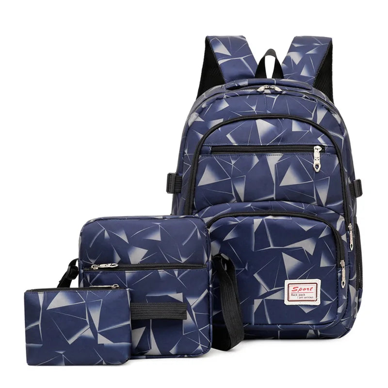 3pcs/set Male backpacks high school bags for women 2024 boys one shoulder big student travel bag men school backpack mochila