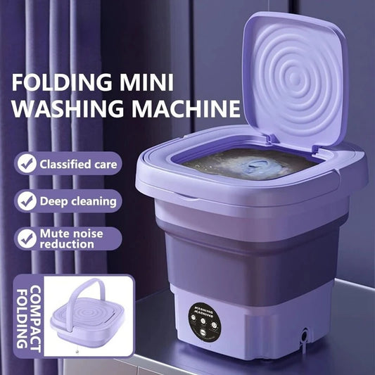 8L Portable Small Foldable Washing Machine with Spin Dryer For Socks Underwear  Washer Household Mini Washing Machine EU Plug
