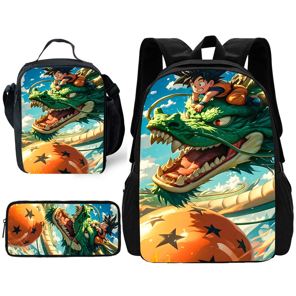pcs set Cute Anime Child School Backpack with Lunch For G-Gokus Bags ,Pencil Bags ,School Bags for Boys Girls Best Gift