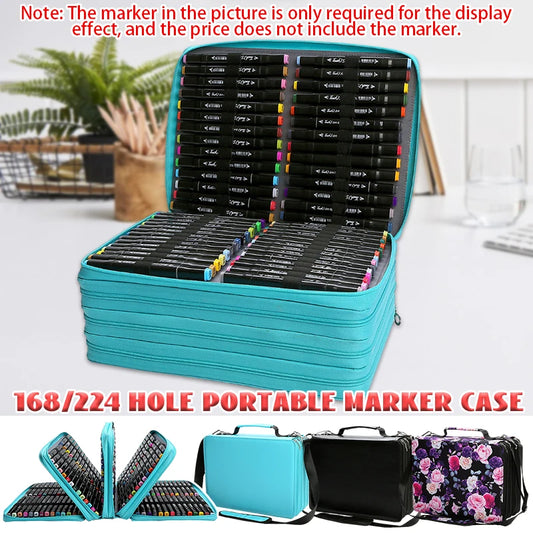 168/224 Holes Colored Pencil Case Felt Kit Marker Storage Bag Large Capacity Case Stationery Holder Student School Supplies New