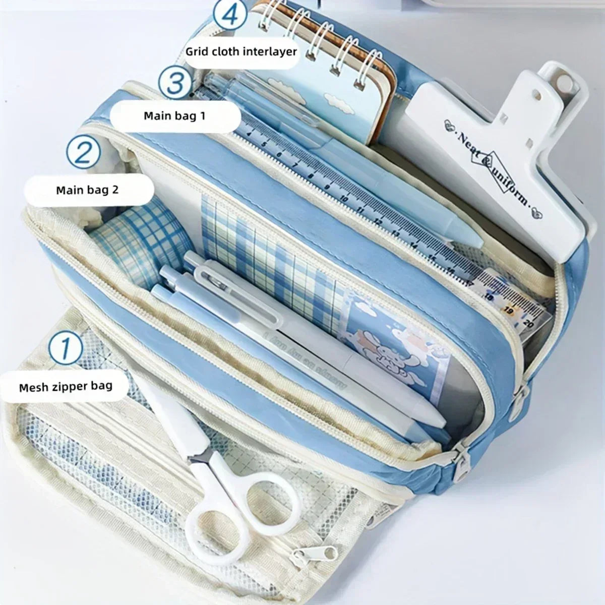 A Large-capacity Multi-layers Pencil Case Simple Multi-purpose Student Stationery Box and Makeup Storage Bag Stationery Supplies