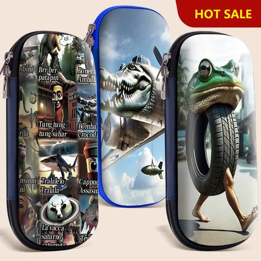 Italian Brainrot Theme Pencil Bags Tungtungtung Tralalerotralala Pen Bag School Stationery Set Pen Storage Box Multi layer Bag