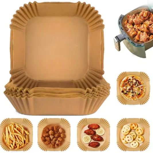 100Pcs Disposable Air Fryer Paper Oil Absorbing And Anti Oil Paper Tray Non Stick Baking Pad Large Toughness Square