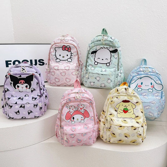Kawaii Sanrio Hello Kitty Pochacco Cinnamoroll Kuromi My Melody Backpack Cute Cartoon Pompom Purin Student School Bags Sac A Dos