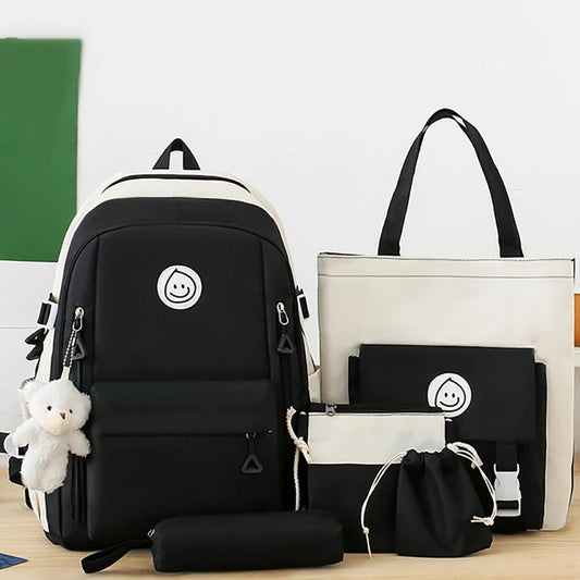 5 Pcs/Set Large Capacity Backpack Travel Backpack Student School Backpack Top Handle Bag Casual Daypacks Laptop Backpack