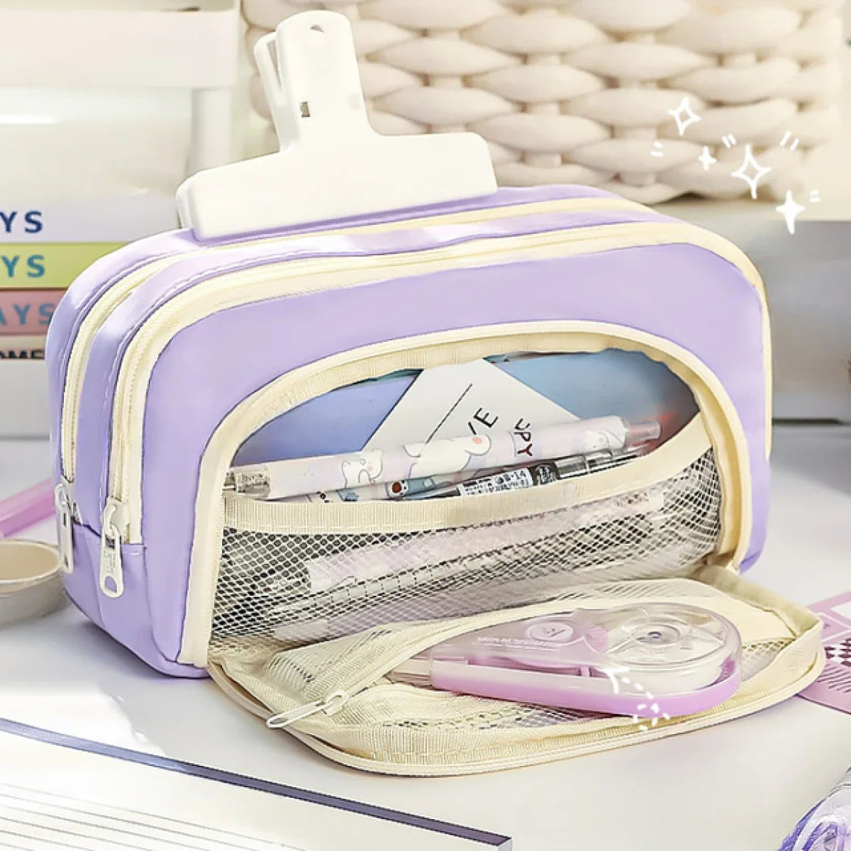A Large-capacity Multi-layers Pencil Case Simple Multi-purpose Student Stationery Box and Makeup Storage Bag Stationery Supplies