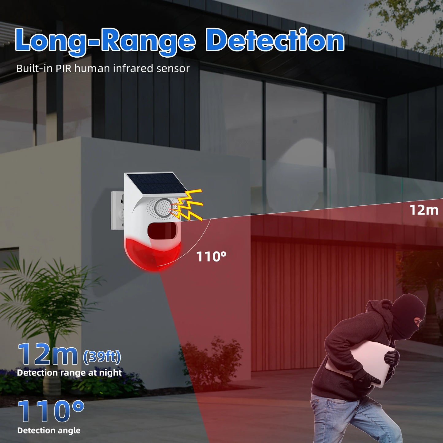 Smart Tuya WiFi Outdoor Solar PIR Infrared Alarm Wireless Siren Waterproof Burglar Security Strobe Siren App Remote Control