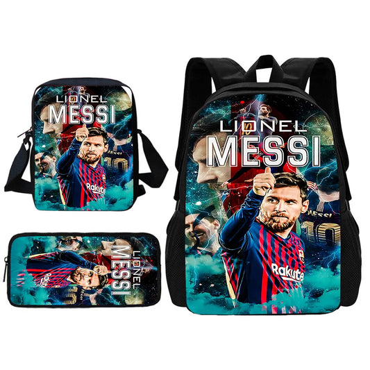 Football Star Child School Backpack With Shoulder Bag Pencil Bags M-messis NO.10 School Bags for Boys Girls Best Gift