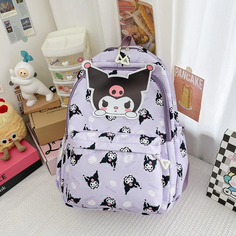 Kawaii Sanrio Hello Kitty Pochacco Cinnamoroll Kuromi My Melody Backpack Cute Cartoon Pompom Purin Student School Bags Sac A Dos