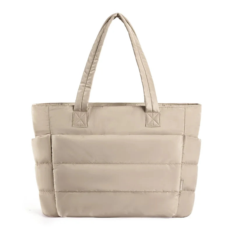 Women's Bag Solid Color Tote Bag Commuting College Padded Shoulder Bag Leisure Simple Female Handbags for Travel
