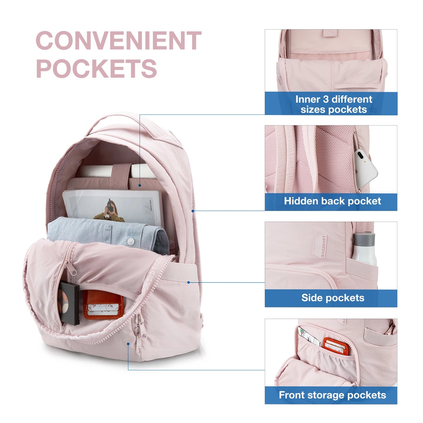School Bag Women's Backpack 13 Inch Laptop Bag Travel Cute Kawaii Anti Theft Waterproof Nylon Backpacks Women Book Bag