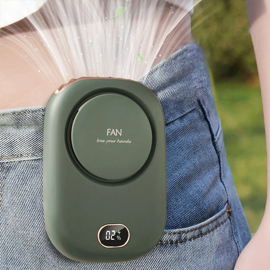 Portable Waist Fan Mini Waist Clip Fan Bladeless Portable Neck Fan USB Rechargeable Wireless Hanging Neck Fan for Outdoor Travel