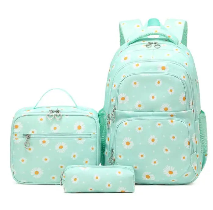3 Pcs/Set Children's School Backpack for Girls Teenage Youth School Bag Lunchbox Student With Pencil Case Kids 2025 Black