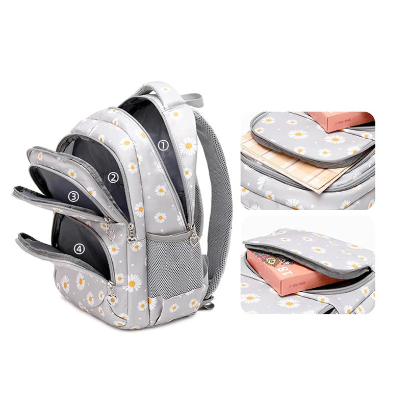 3 Pcs/Set Children's School Backpack for Girls Teenage Youth School Bag Lunchbox Student With Pencil Case Kids 2025 Black