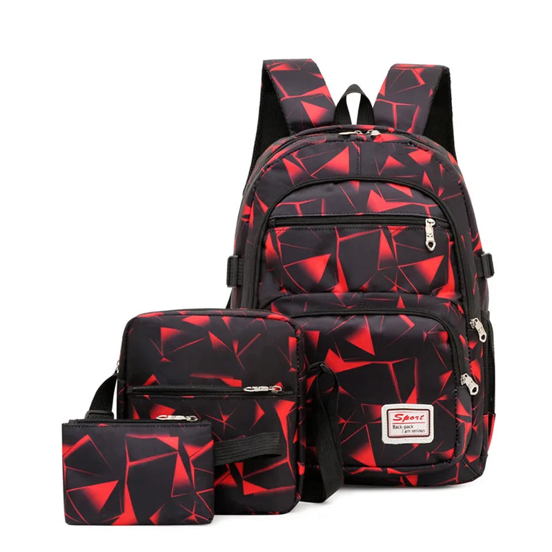 3pcs/set Male backpacks high school bags for women 2024 boys one shoulder big student travel bag men school backpack mochila