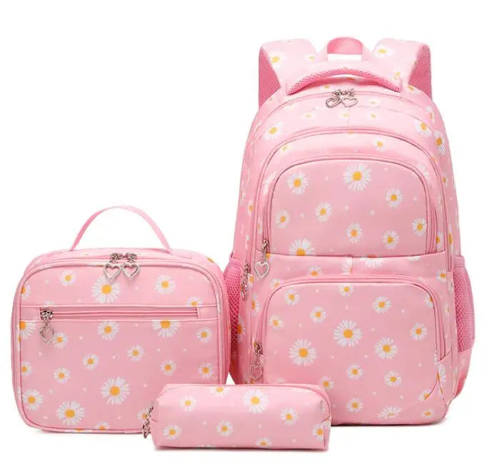 3 Pcs/Set Children's School Backpack for Girls Teenage Youth School Bag Lunchbox Student With Pencil Case Kids 2025 Black