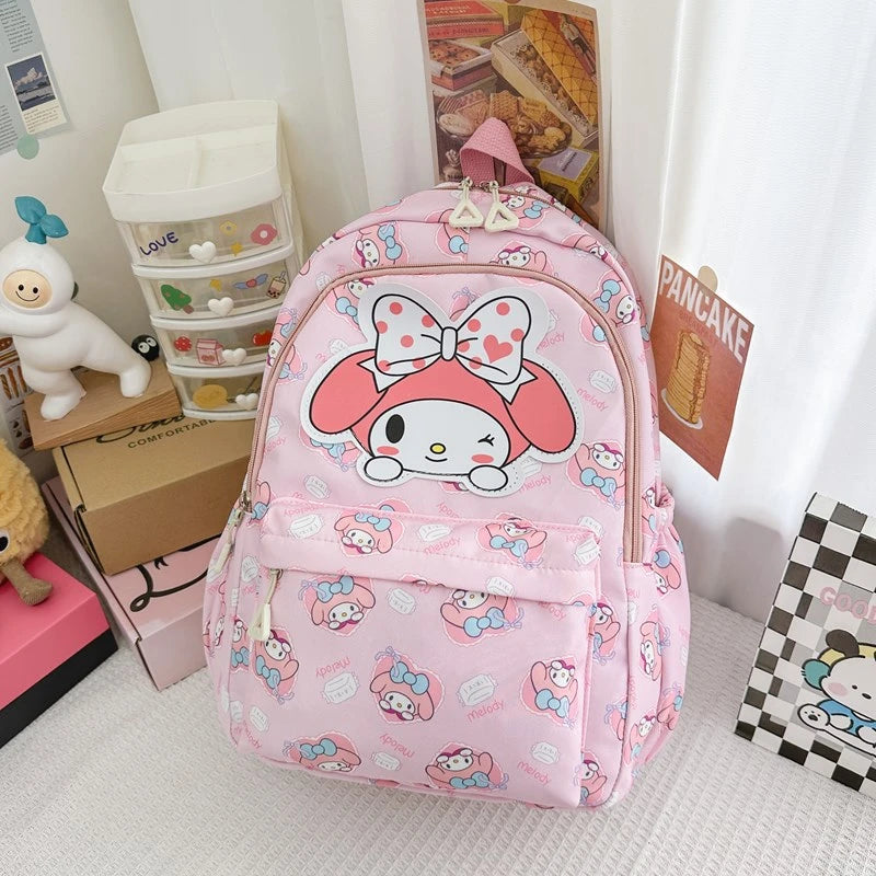 Kawaii Sanrio Hello Kitty Pochacco Cinnamoroll Kuromi My Melody Backpack Cute Cartoon Pompom Purin Student School Bags Sac A Dos