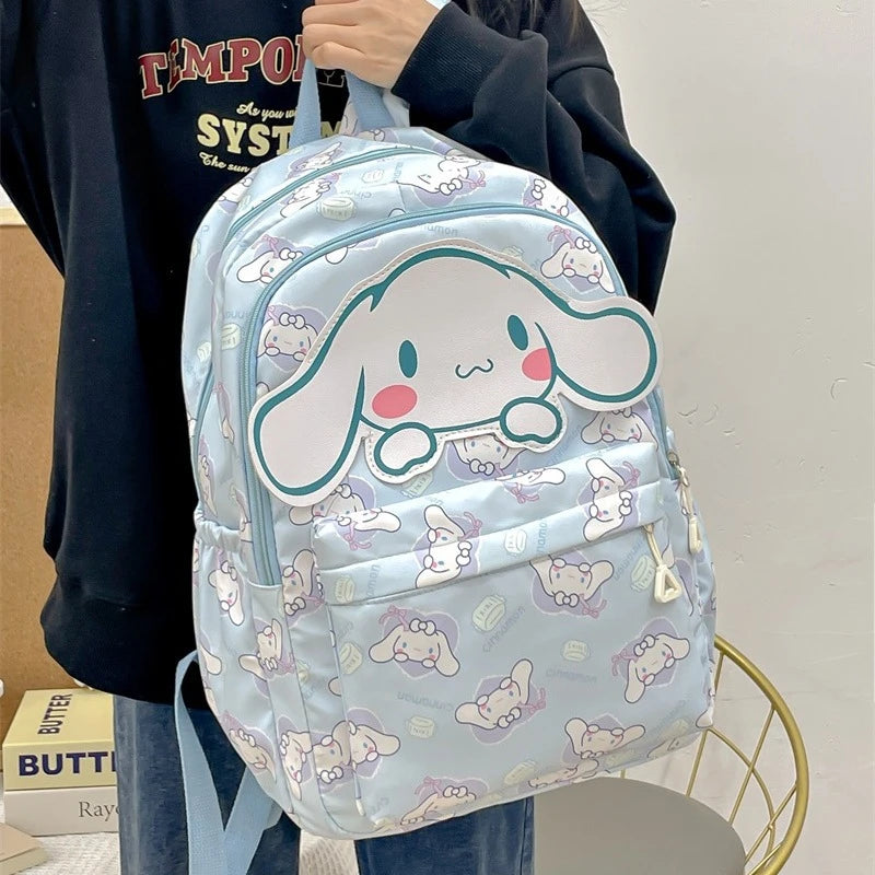 Kawaii Sanrio Hello Kitty Pochacco Cinnamoroll Kuromi My Melody Backpack Cute Cartoon Pompom Purin Student School Bags Sac A Dos
