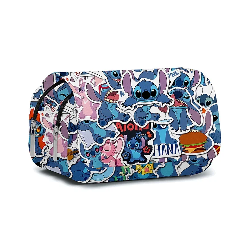 Stitch Pencil Case Double Clamshell Pencil Case Large Capacity Pencil Case for Primary School Students Cartoon Anime Gift