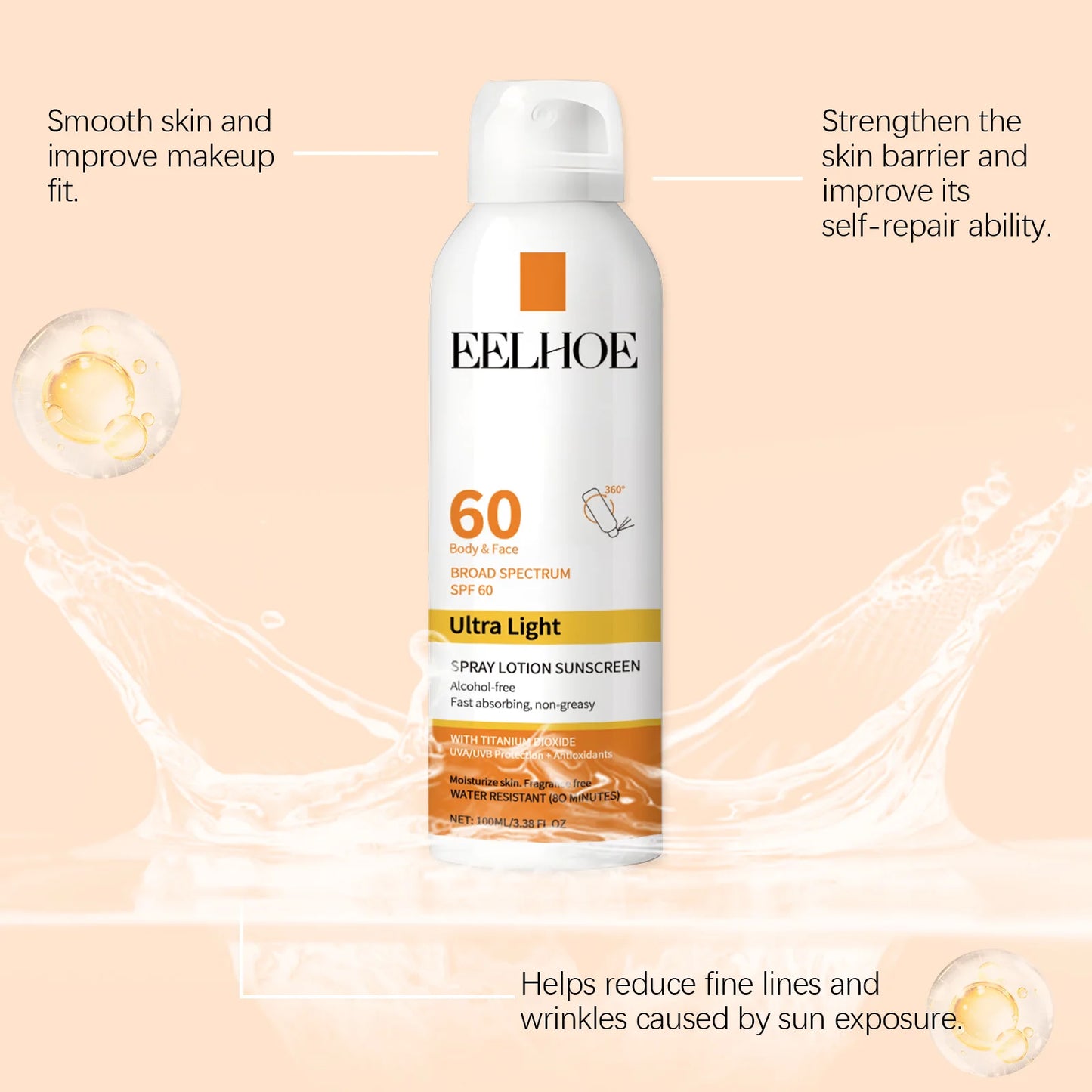 Ultimate SPF50 Waterproof Sunscreen Spray – 24H Hydration & Oil Control