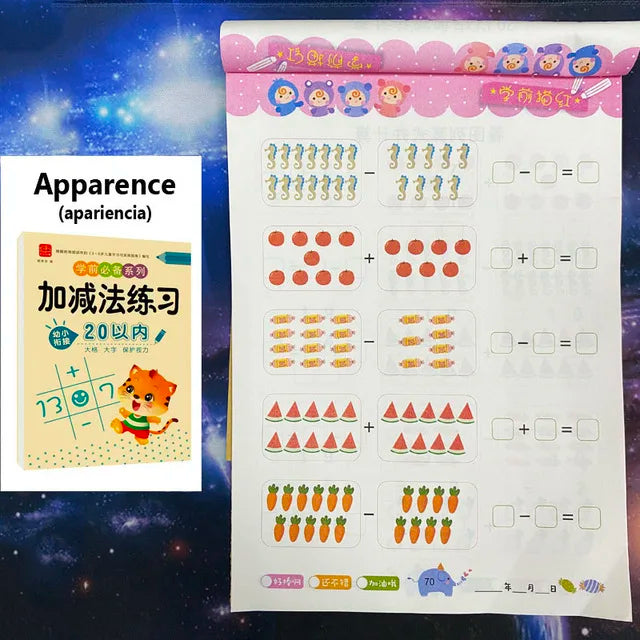80 Pages Children's Addition and Subtraction Learning Math Students Handwriting Copybook Preschool Mathematics Exercise Book