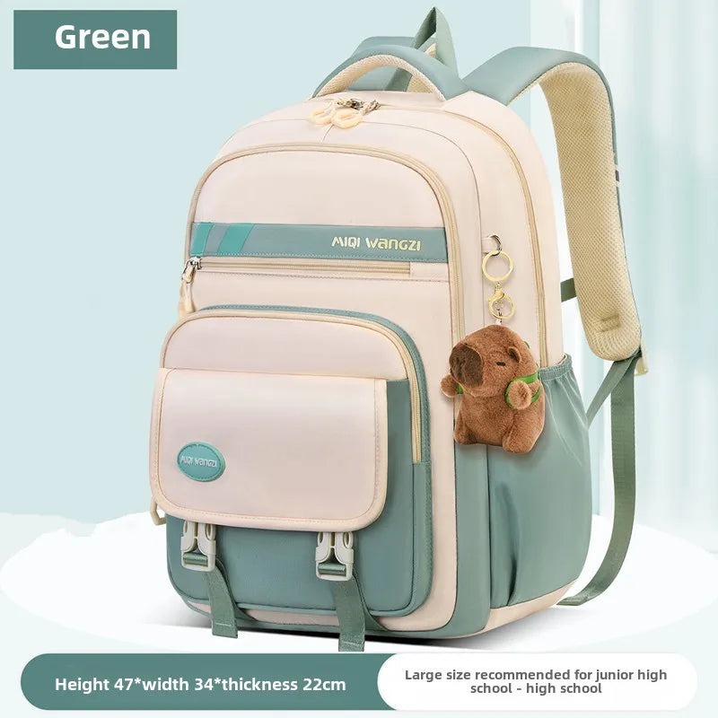 Kids School Backpack With Cartoon Pendant For Kids Teenager Kawaii Schoolbag Girls Children Orthopedics Waterproof Backpacks