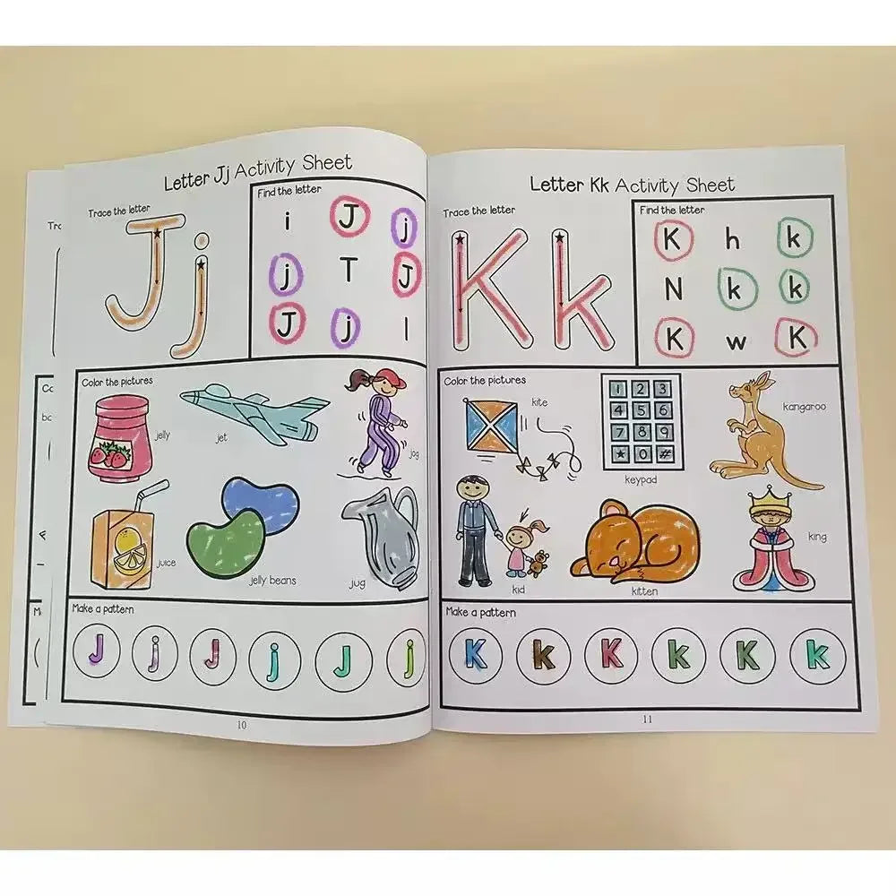 Letters A-Z Letter Tracing and Coloring Practice Workbook Preschool English Learning Kindergarten Alphabet Writing Coloring Book