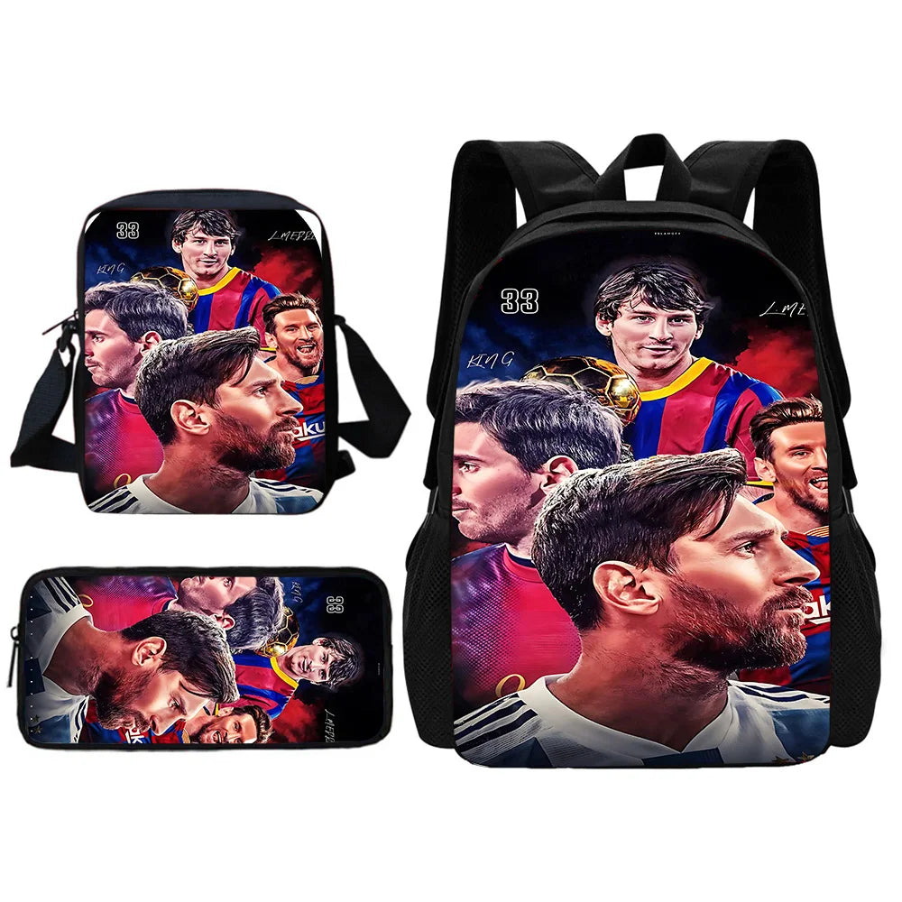 Football Star Child School Backpack With Shoulder Bag Pencil Bags M-messis NO.10 School Bags for Boys Girls Best Gift