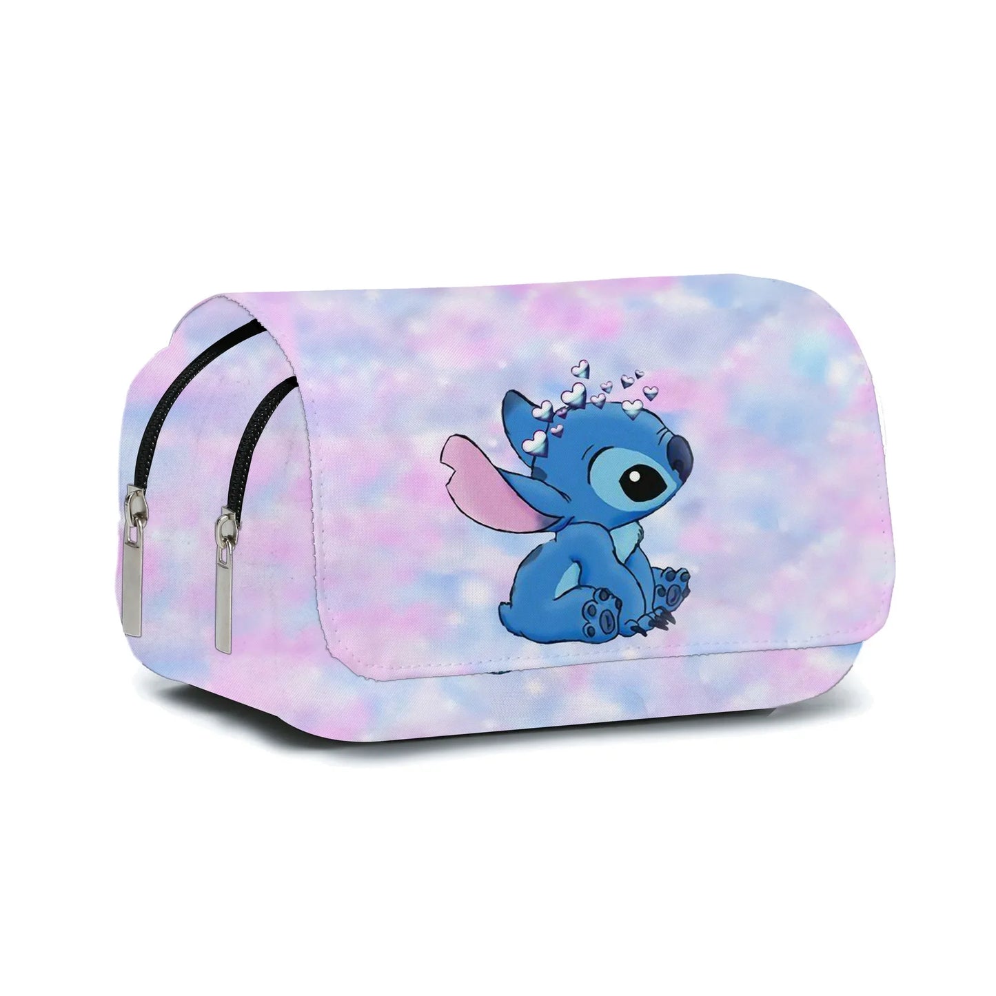 Stitch Pencil Case Double Clamshell Pencil Case Large Capacity Pencil Case for Primary School Students Cartoon Anime Gift
