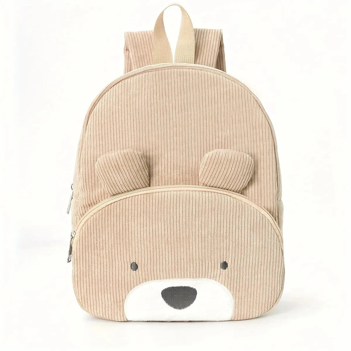 Customized Name Toddler Cartoon Backpack Cartoon Bear Corduroy Large Capacity Backpack Embroidered Name Backpack Cute Plush Bag