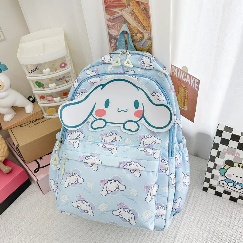 Kawaii Sanrio Hello Kitty Pochacco Cinnamoroll Kuromi My Melody Backpack Cute Cartoon Pompom Purin Student School Bags Sac A Dos