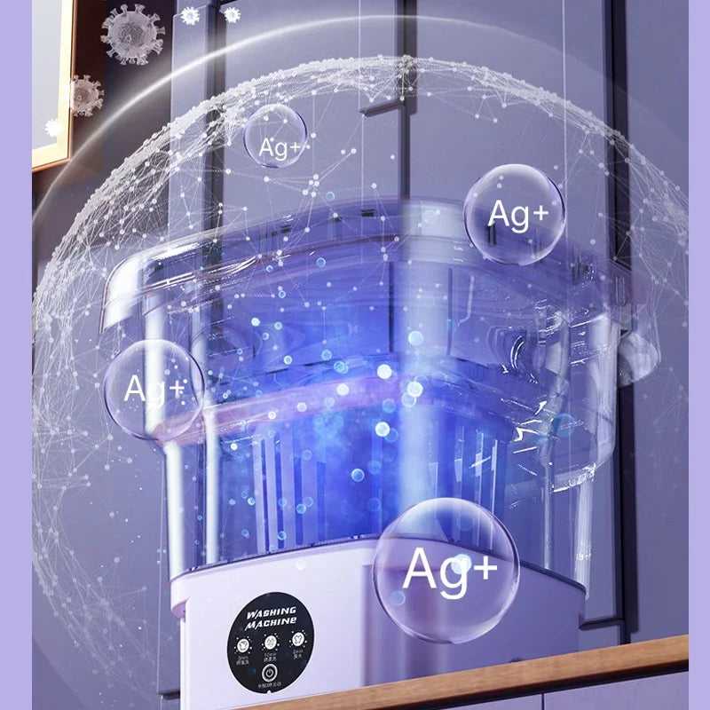 8L Portable Small Foldable Washing Machine with Spin Dryer For Socks Underwear  Washer Household Mini Washing Machine EU Plug
