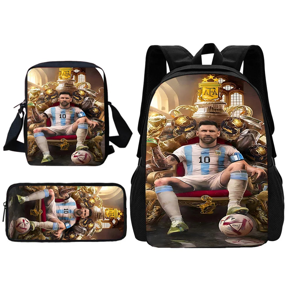 Football Star Child School Backpack With Shoulder Bag Pencil Bags M-messis NO.10 School Bags for Boys Girls Best Gift