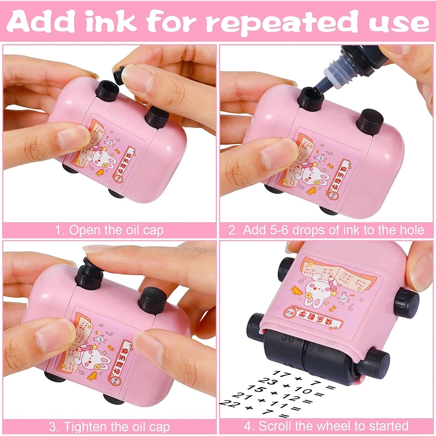 Teaching Stamp 2 in 1Fill In The Blank Roller Reusable Math Roller Stamp Design Digital Stamp Within 100 Math Practice