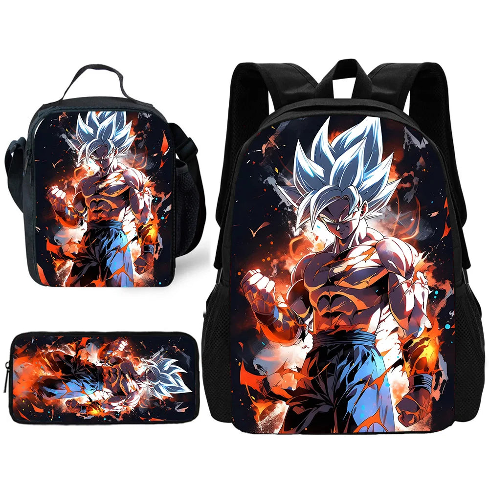 pcs set Cute Anime Child School Backpack with Lunch For G-Gokus Bags ,Pencil Bags ,School Bags for Boys Girls Best Gift
