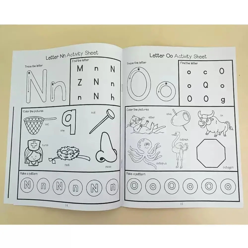 Letters A-Z Letter Tracing and Coloring Practice Workbook Preschool English Learning Kindergarten Alphabet Writing Coloring Book