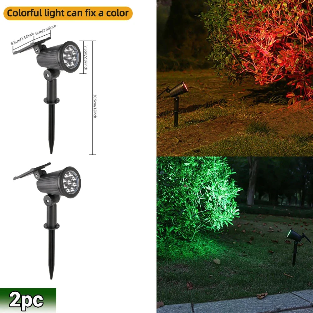 9 LED Solar Spot Lights IP65 Waterproof Outdoor RGB
