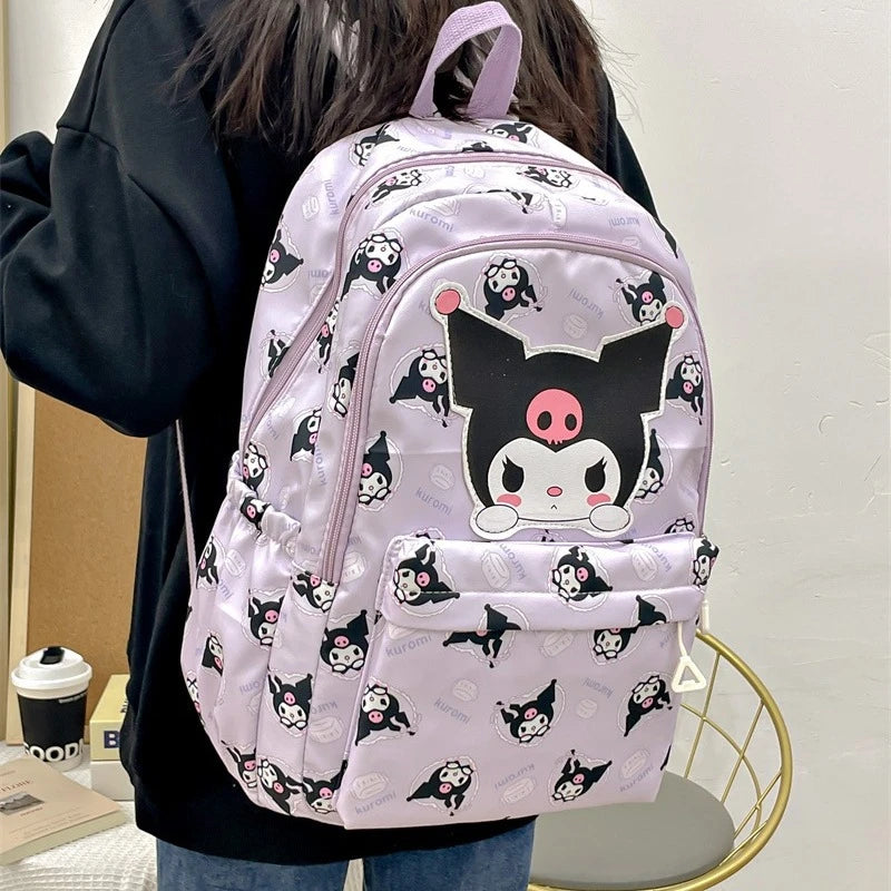 Kawaii Sanrio Hello Kitty Pochacco Cinnamoroll Kuromi My Melody Backpack Cute Cartoon Pompom Purin Student School Bags Sac A Dos
