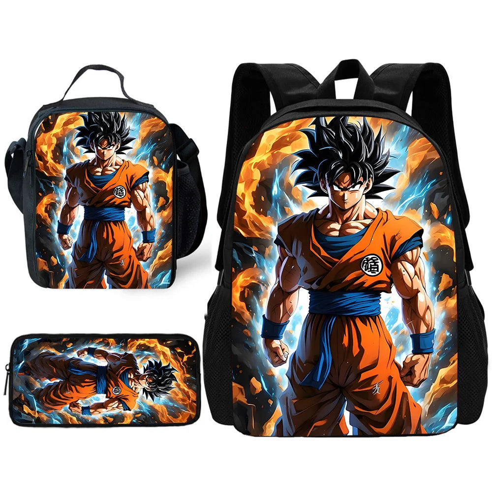 pcs set Cute Anime Child School Backpack with Lunch For G-Gokus Bags ,Pencil Bags ,School Bags for Boys Girls Best Gift