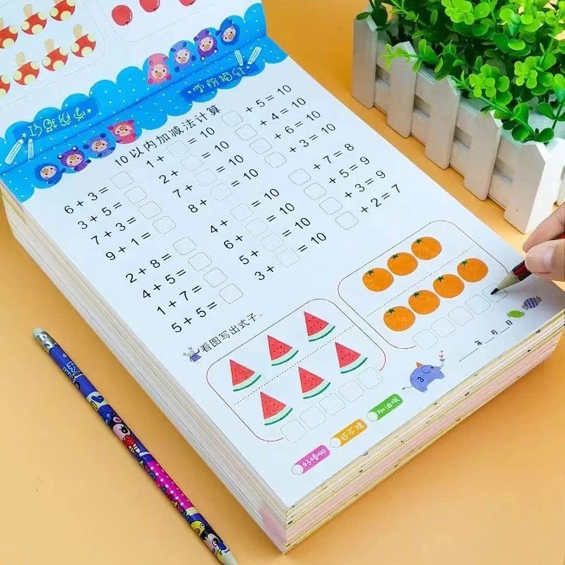 80 Pages Children's Addition and Subtraction Learning Math Students Handwriting Copybook Preschool Mathematics Exercise Book