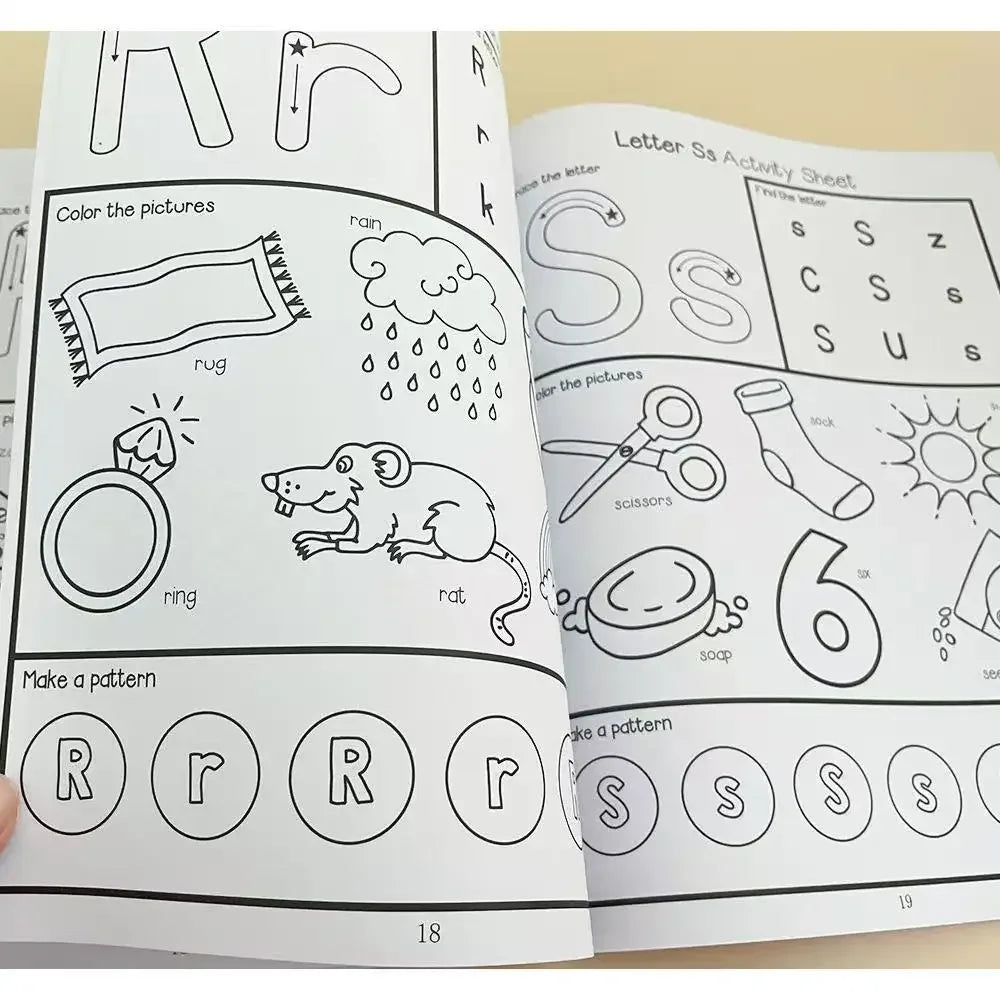 Letters A-Z Letter Tracing and Coloring Practice Workbook Preschool English Learning Kindergarten Alphabet Writing Coloring Book