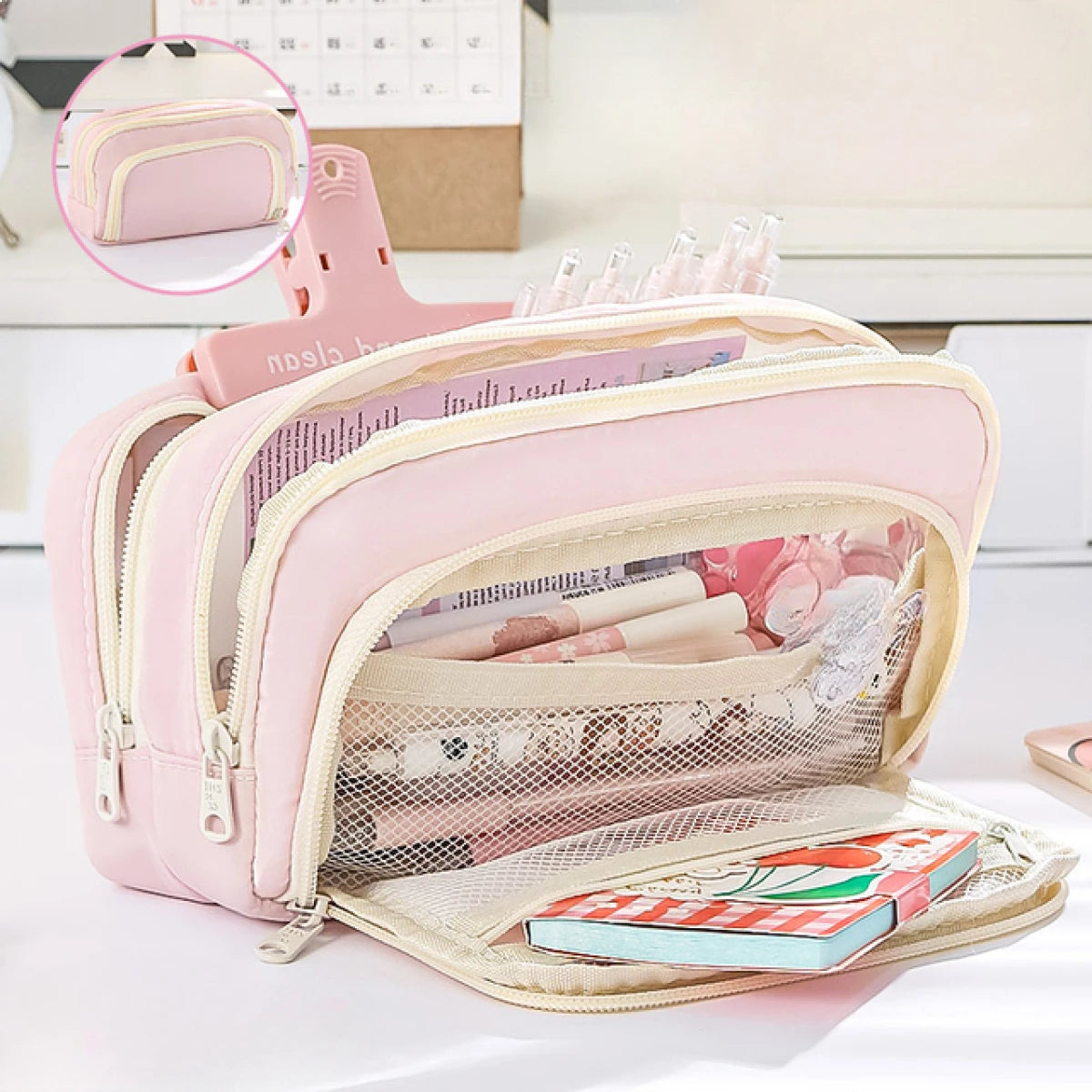 A Large-capacity Multi-layers Pencil Case Simple Multi-purpose Student Stationery Box and Makeup Storage Bag Stationery Supplies