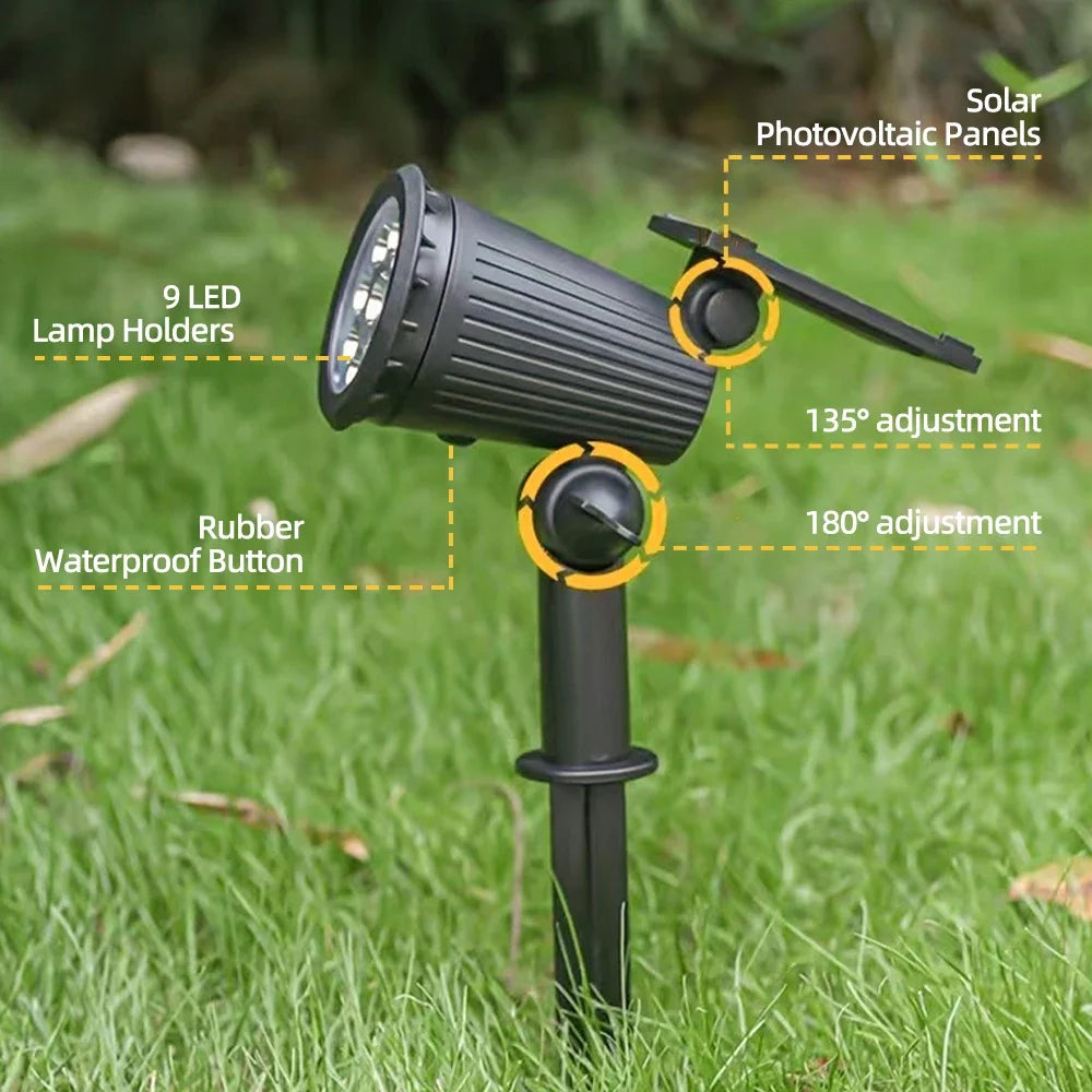 9 LED Solar Spot Lights IP65 Waterproof Outdoor RGB