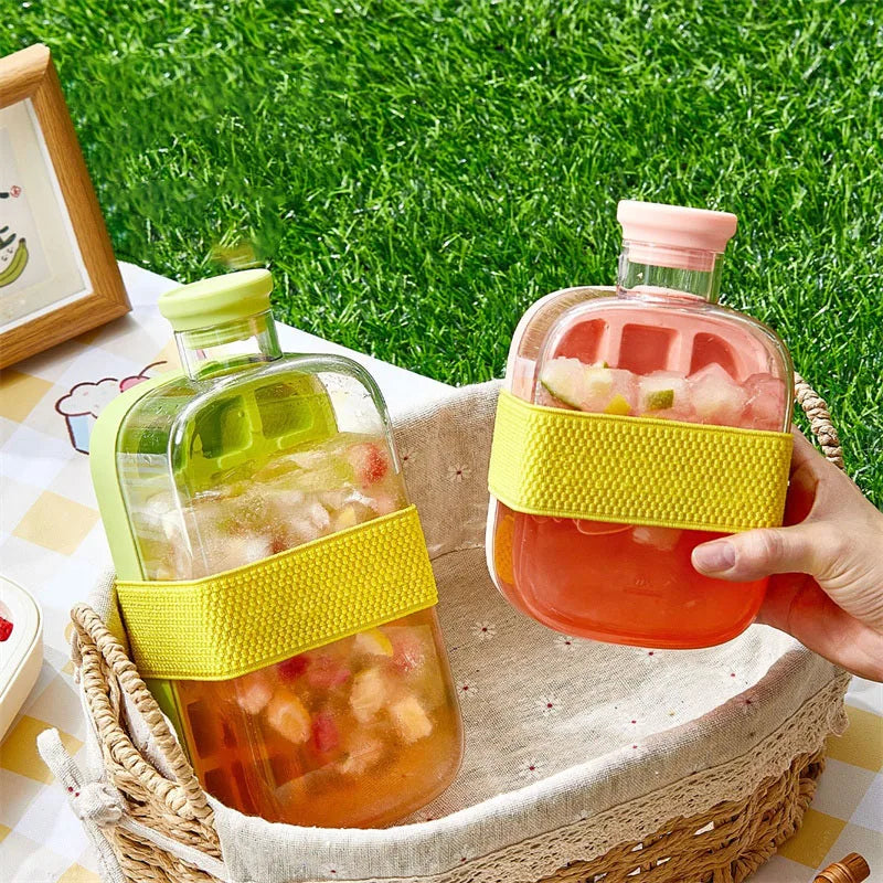 Silicone One-click Ice Mold Bottle Cooler Cup with Straw Ice Cube Tray with Lid for Freezer Creative NO TOUCH Mould for Summer
