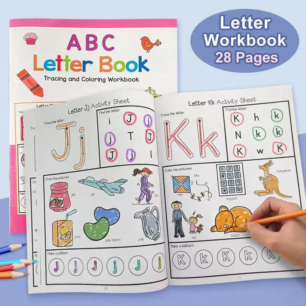 Letters A-Z Letter Tracing and Coloring Practice Workbook Preschool English Learning Kindergarten Alphabet Writing Coloring Book