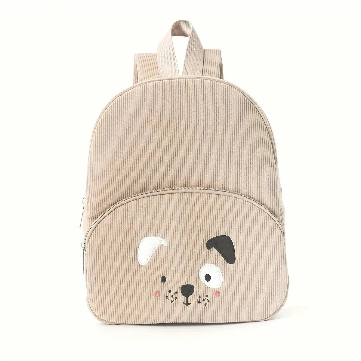 Customized Name Toddler Cartoon Backpack Cartoon Bear Corduroy Large Capacity Backpack Embroidered Name Backpack Cute Plush Bag