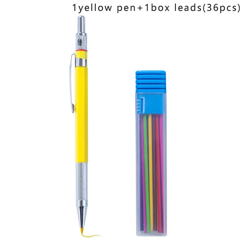 37Pcs 2.0MM Metal Mechanical Pencil with lead Art Drawing Design Automatic Drawing Special Pencil Student Office School Supplies
