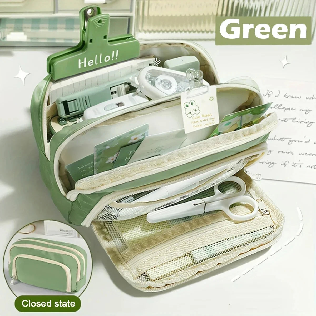 A Large-capacity Multi-layers Pencil Case Simple Multi-purpose Student Stationery Box and Makeup Storage Bag Stationery Supplies