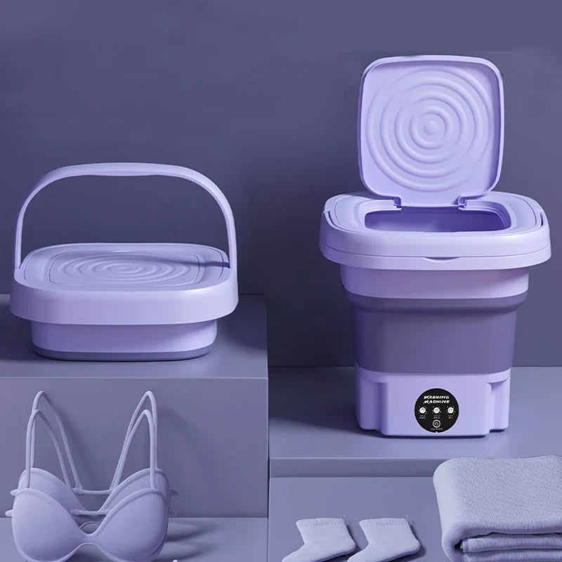 8L Portable Small Foldable Washing Machine with Spin Dryer For Socks Underwear  Washer Household Mini Washing Machine EU Plug